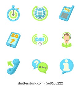 Online consultation icons set. Cartoon illustration of 9 online consultation vector icons for web