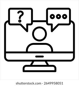 Online Consultation showing a computer monitor with a chat bubble and user avatar