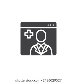 Online-Beratung Vektor-Ikone. gefüllte flache Zeichen für mobiles Konzept und Web-Design. Symbol für Telemedizin-Konsultation. Symbol für Remote Clinical Service, Logo-Illustration Vektorgrafik