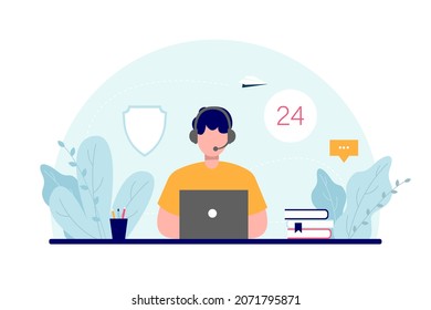 Online consultation vector illustration. Online customer support concept. Background picture for website design, magazines, advertising.