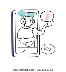 Online  Consultation Vector Style Illustration