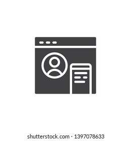 Online consultation window vector icon. filled flat sign for mobile concept and web design. Website support glyph icon. Symbol, logo illustration. Pixel perfect vector graphics