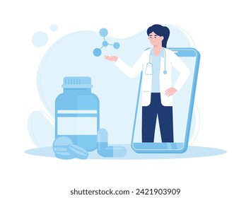 online consultations with doctors and pharmacy services trending concept flat illustration