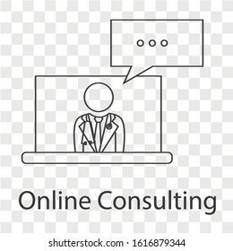 Online Consulting concept on transparency background. Creative idea design. Flat vector illustration for template or brochure or presentation.
