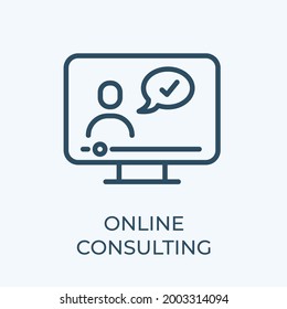 Online consulting editable stroke thin vector line icon. Search engine optimization outline vector icon. Vector graphics