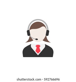 Online consulting flat icon, seo & development, female operator sign, a colorful solid pattern on a white background, eps 10.