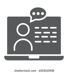 Online Consulting glyph icon, e learning and education, support sign vector graphics, a solid pattern on a white background, eps 10.