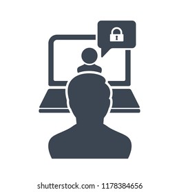 Online Consulting icon, Business Consulting, Business concept icon with padlock sign. Online Consulting icon and security, protection, privacy symbol