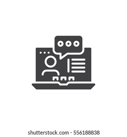 Online consulting icon vector, filled flat sign, solid pictogram isolated on white. Symbol, logo illustration