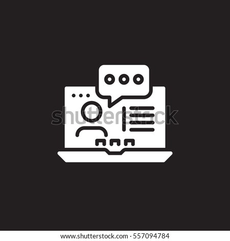 Online consulting icon vector, filled flat sign, solid white pictogram isolated on black. Symbol, logo illustration