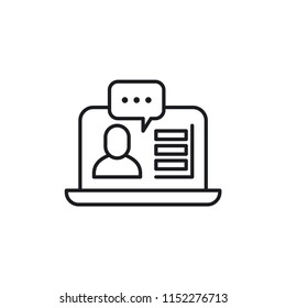 Online consulting icon. Video conference symbol modern, simple, vector, icon for website design, mobile app, ui. Vector Illustration