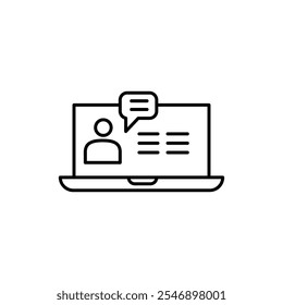 Icono de línea de consultoría en línea, ilustración lineal simple de Vector para Web y App..eps