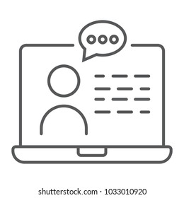 Online Consulting thin icon, e learning and education, support sign vector graphics, a linear pattern on a white background, eps 10.