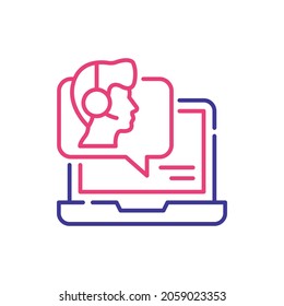Online consulting  vector 2 colour icon style illustration. EPS 10 file
