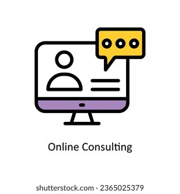 Online Consulting vector Fill outline icon illustration. EPS 10 File.