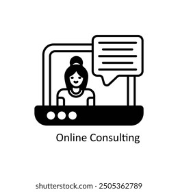 Ilustración de diseño de iconos de contorno lleno de Vector de consultoría en línea. Símbolo de Diseño gráfico sobre fondo blanco EPS 10 Archivo