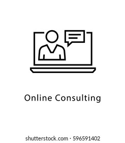 Online Consulting Vector Line Icon