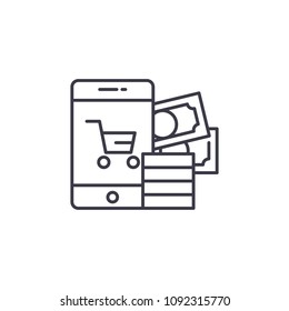 Online consumerism linear icon concept. Online consumerism line vector sign, symbol, illustration.