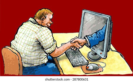 Online contact, internet banking red background