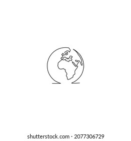 online continuous drawing single line art of globe
