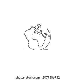 online continuous drawing single line art of globe

