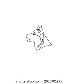 online continuous drawing single line art of dog head
