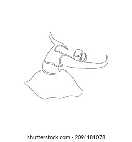 online continuous drawing single line art of woman face moment

