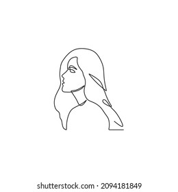 online continuous drawing single line art of woman face moment
