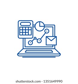 Online control system line icon concept. Online control system flat  vector symbol, sign, outline illustration.