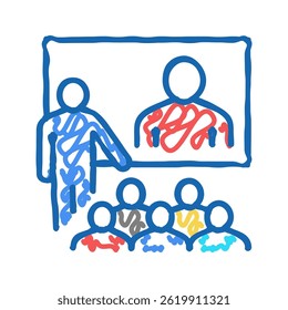 online conversation with group doodle icon sketch vector. online conversation with group sign. isolated symbol illustration