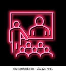 online conversation with group neon light sign vector. online conversation with group illustration