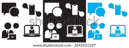 Online Conversation  icon . Icons related to, chatting, discussion, conversation,  forum, group, mobile chat etc.  isolated on white and black background. Vector illustration. EPS 10