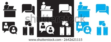 Online Conversation  icon . Icons related to, chatting, discussion, conversation,  forum, group, mobile chat etc.  isolated on white and black background. Vector illustration. EPS 10