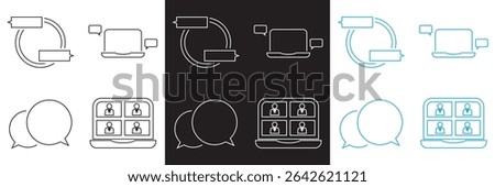 Online Conversation  icon . Icons related to, chatting, discussion, conversation,  forum, group, mobile chat etc.  isolated on white and black background. Vector illustration. EPS 10