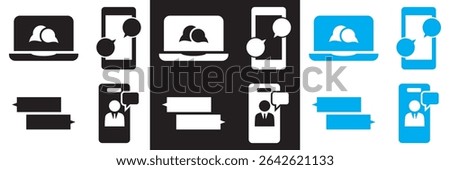 Online Conversation  icon . Icons related to, chatting, discussion, conversation,  forum, group, mobile chat etc.  isolated on white and black background. Vector illustration. EPS 10