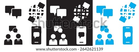Online Conversation  icon . Icons related to, chatting, discussion, conversation,  forum, group, mobile chat etc.  isolated on white and black background. Vector illustration. EPS 10