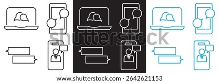 Online Conversation  icon . Icons related to, chatting, discussion, conversation,  forum, group, mobile chat etc.  isolated on white and black background. Vector illustration. EPS 10