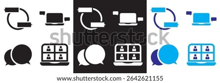 Online Conversation  icon . Icons related to, chatting, discussion, conversation,  forum, group, mobile chat etc.  isolated on white and black background. Vector illustration. EPS 10