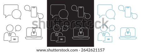 Online Conversation  icon . Icons related to, chatting, discussion, conversation,  forum, group, mobile chat etc.  isolated on white and black background. Vector illustration. EPS 10