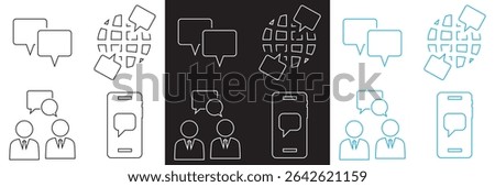 Online Conversation  icon . Icons related to, chatting, discussion, conversation,  forum, group, mobile chat etc.  isolated on white and black background. Vector illustration. EPS 10