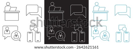 Online Conversation  icon . Icons related to, chatting, discussion, conversation,  forum, group, mobile chat etc.  isolated on white and black background. Vector illustration. EPS 10
