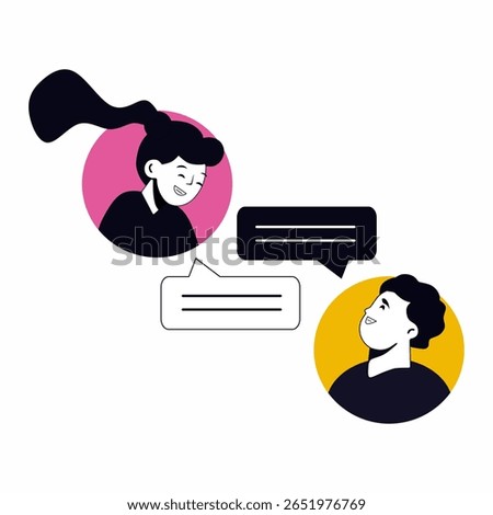 Online Conversation Two People in a Video Call Illustration