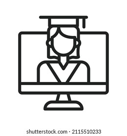 Online Convocation icon vector image. Can also be used for Physical Fitness. Suitable for mobile apps, web apps and print media.