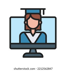 Online Convocation icon vector image. Can also be used for Physical Fitness. Suitable for mobile apps, web apps and print media.
