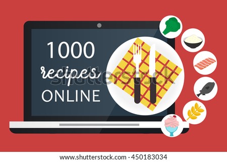 Online Cooking Recipes Websites Vector Flat Stock Vector