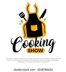 Online cooking show vector logo design. modern cooking logo design. Apron and kitchen tools logo design. Fresh Cooking Logo design.  apron vector icon. 