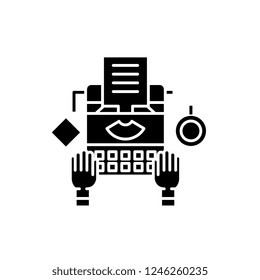 Online copywriting black icon, vector sign on isolated background. Online copywriting concept symbol, illustration 