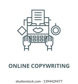 Online copywriting vector line icon, linear concept, outline sign, symbol