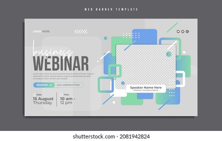 Online Corporate Business Webinar Or Digital Marketing Conference Social Media Promotion Web Banner Template Design With Abstract Modern Background, Logo And Icon. Annual Meeting Flyer, Post Or Poster