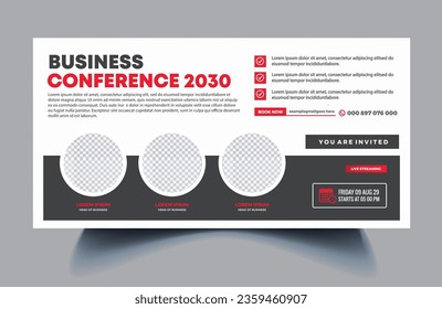 Online corporate business webinar or digital marketing conference web banner template design with abstract background, logo and icon. Annual meeting, seminar and training social media post Banner